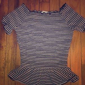 Black and white peplum top